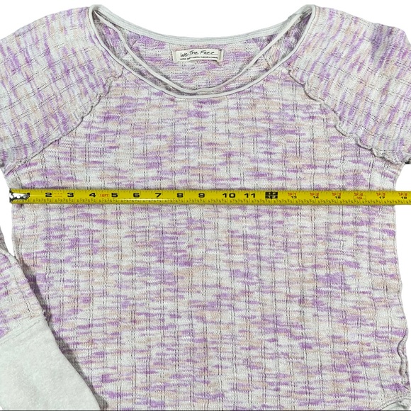 Free People We The Free size large purple orange & off white sweater thumbholes - Picture 12 of 16